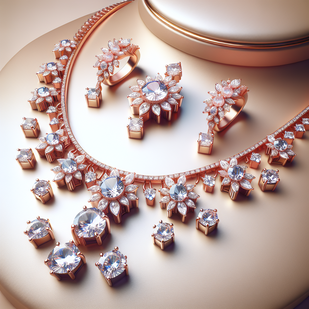 Yellow Chimes Jewellery Set for Women Swiss Cubic Zirconia 18K Rose Gold Plated Necklace Set for Women and Girls